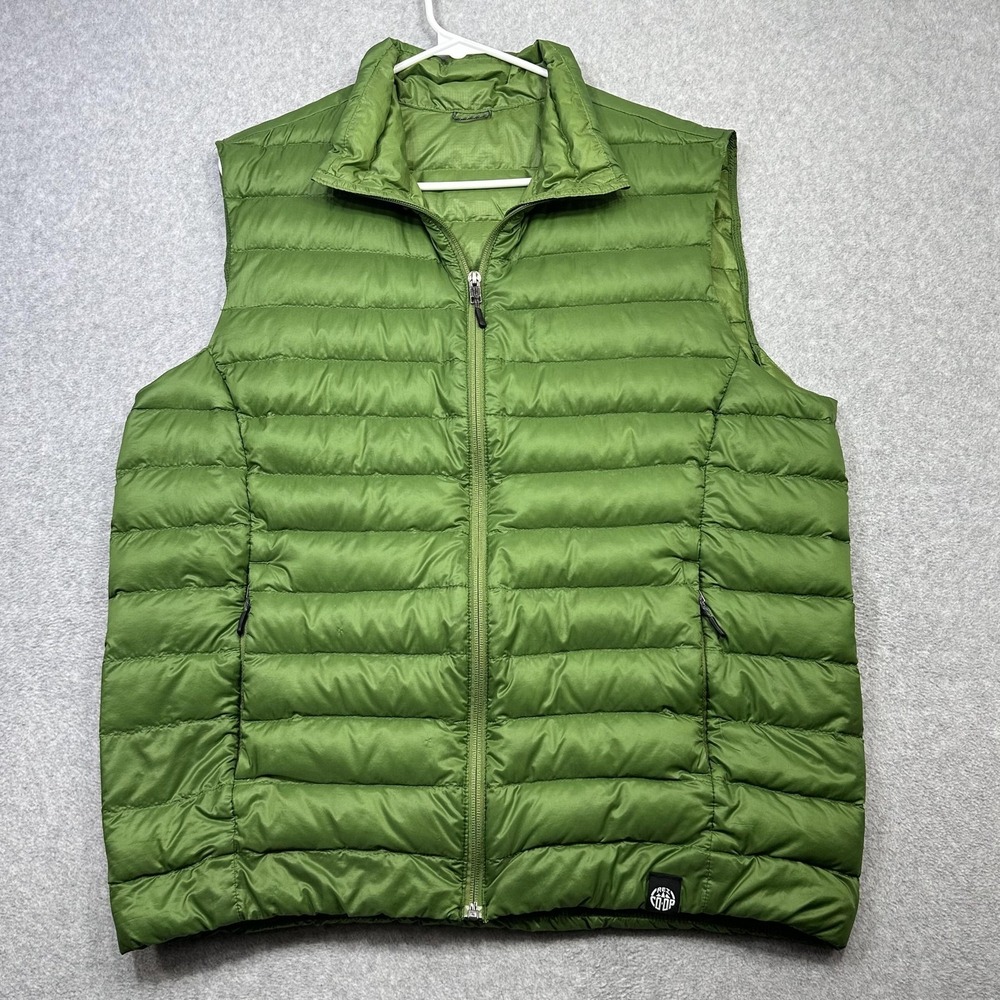 REI Co-op 650 Down Puffer Vest Mens Large Green Full Zip Outdoor Hiking Skiing